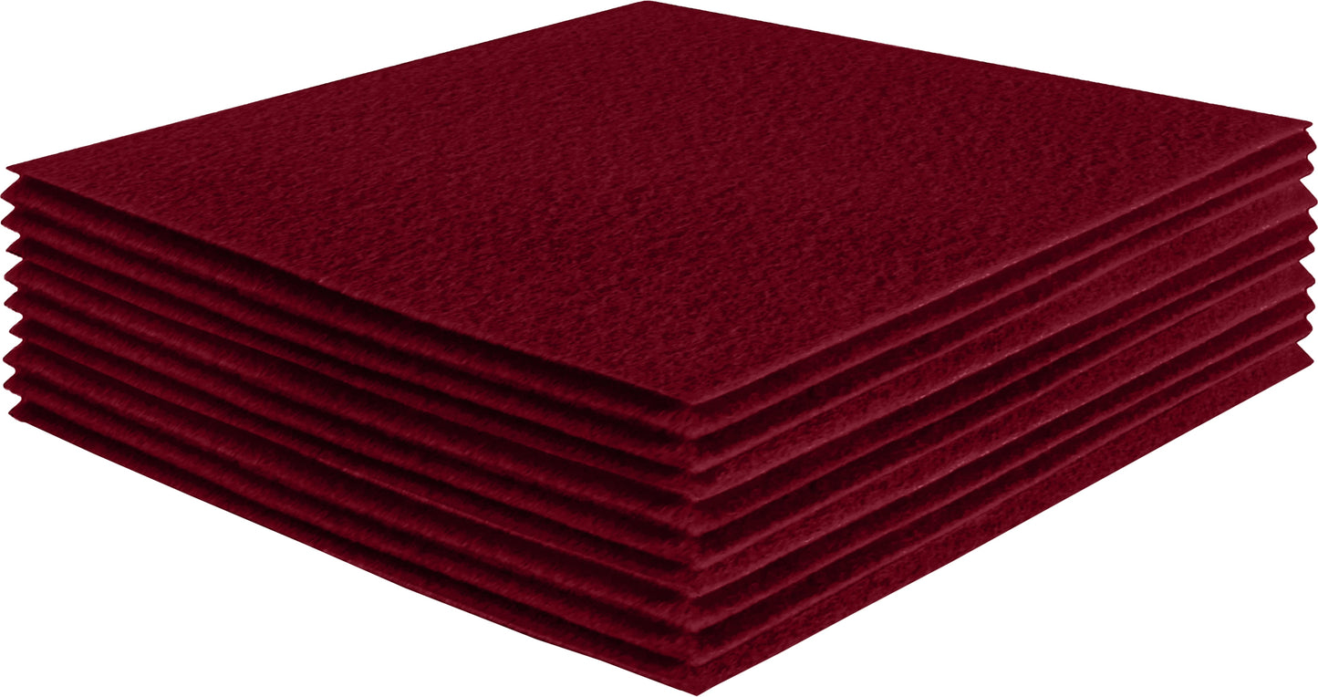FabricLA Acrylic Felt Craft Sheet Packs – Dark Red | Soft 100% Acrylic Felt Sheets for DIY & Crafts