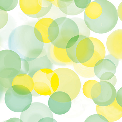 Yellow/Green Bubbles 108" Lemon/Lime Cotton Wideback Fabric Per Yard
