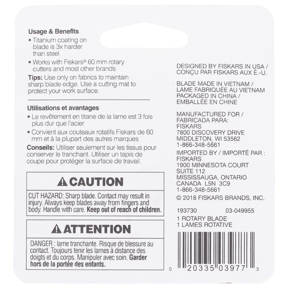 60mm Rotary Blade (1pk), Fiskars