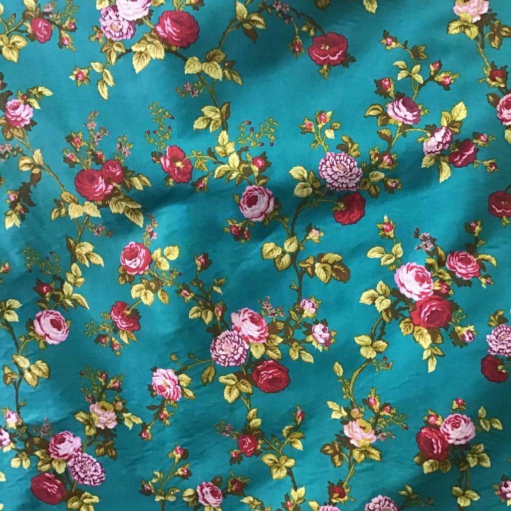Rose Floral Print Poly Cotton Fabric