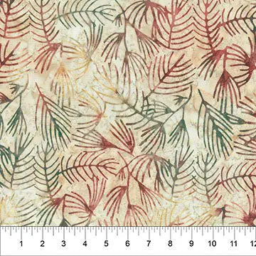 Red And Green Changes In Seasons Cotton Batik 44"/45" Fabric Per Yard