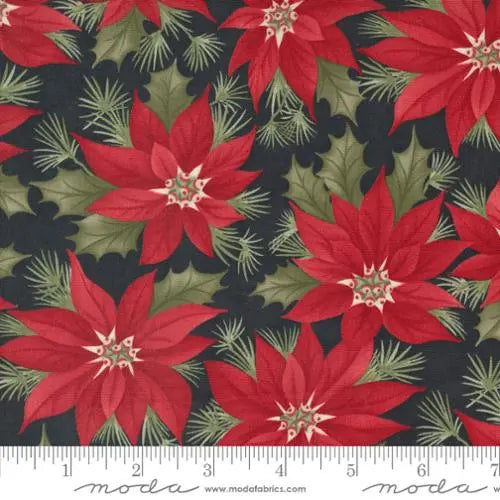 A Christmas Carol Ebony Promising Poinsettia 44"/45" Fabric Per Yard