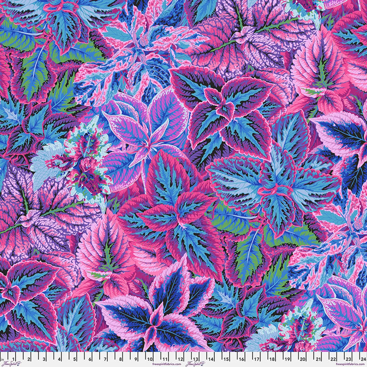 Blue Bold Leaves Cotton 44"/46" Fabric Per Yard