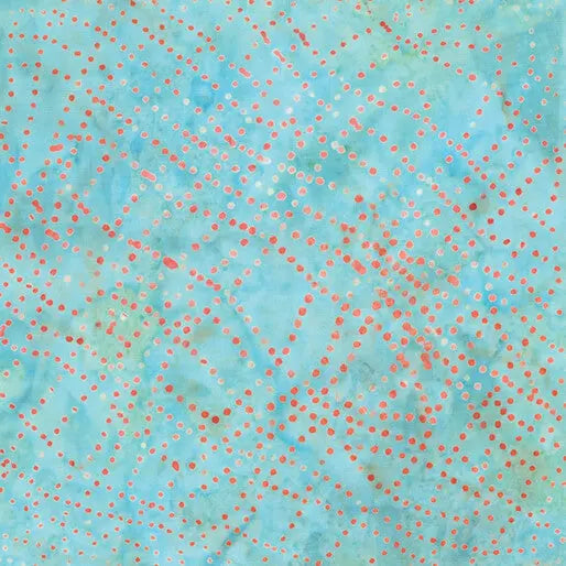 Blue Green Aqua Wave Dots Cotton 44"/45" Fabric Per Yard