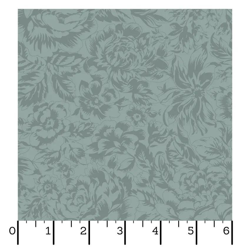 Blue Tonal Floral La Fleur Flannel Cotton 42"/43" Fabric Per Yard