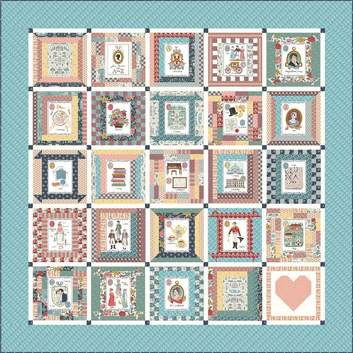 Bluebird Patterns A to Z Jane Austen Panel Quilt Pattern