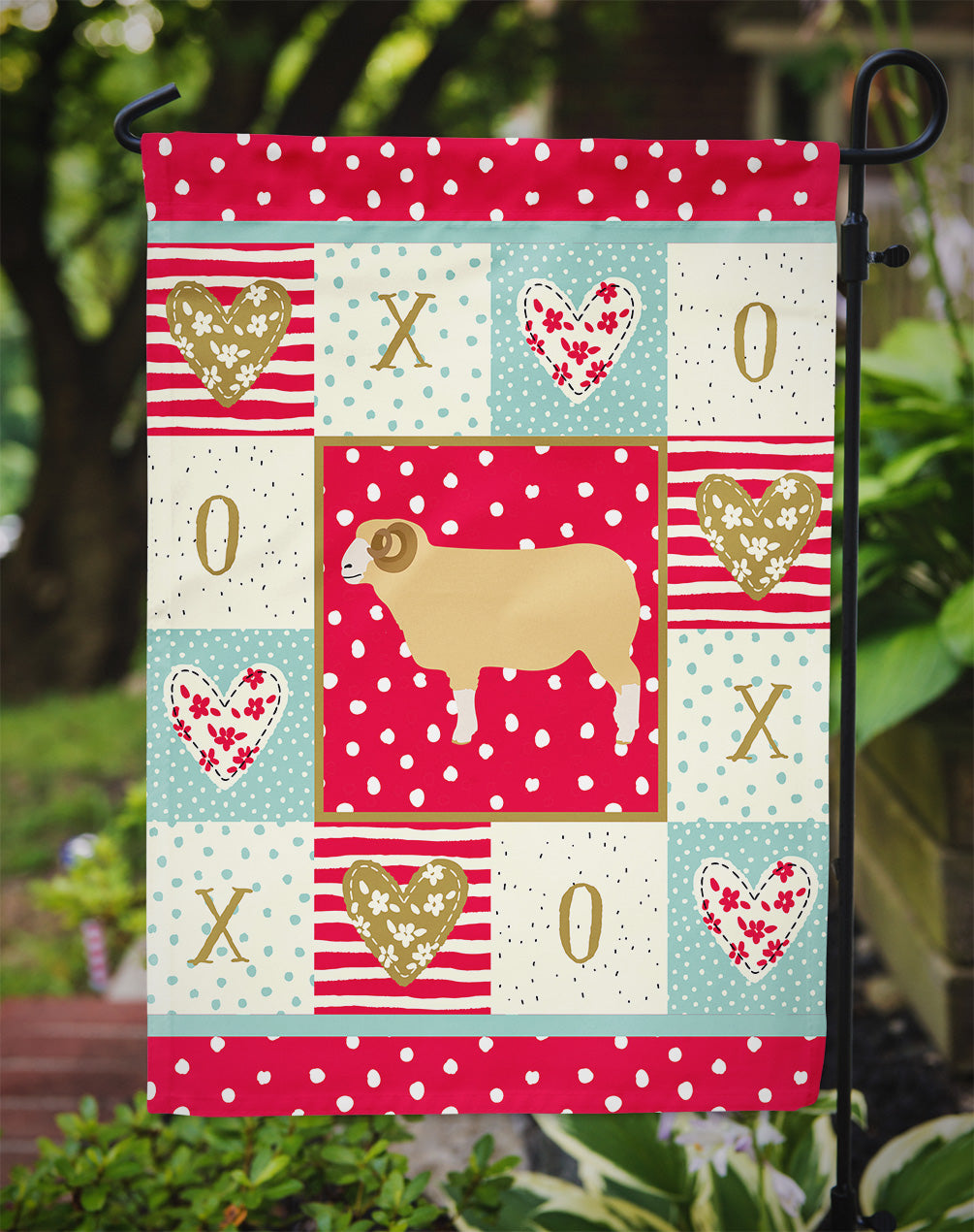 Horned Dorset Sheep Love Garden Flag – Decorative Outdoor Yard Flag CK5407GF