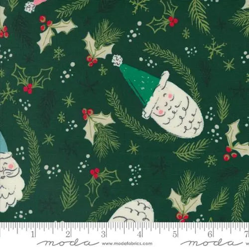 Cozy Wonderland Green Christmas Santa 44"/45" Fabric Per Yard