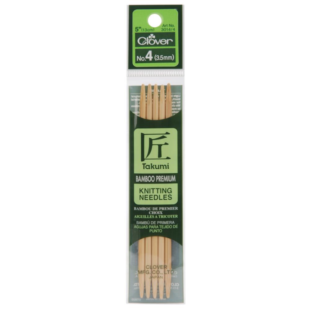 Clover Takumi Bamboo Double Point Knitting Needles 5" 5/Pkg