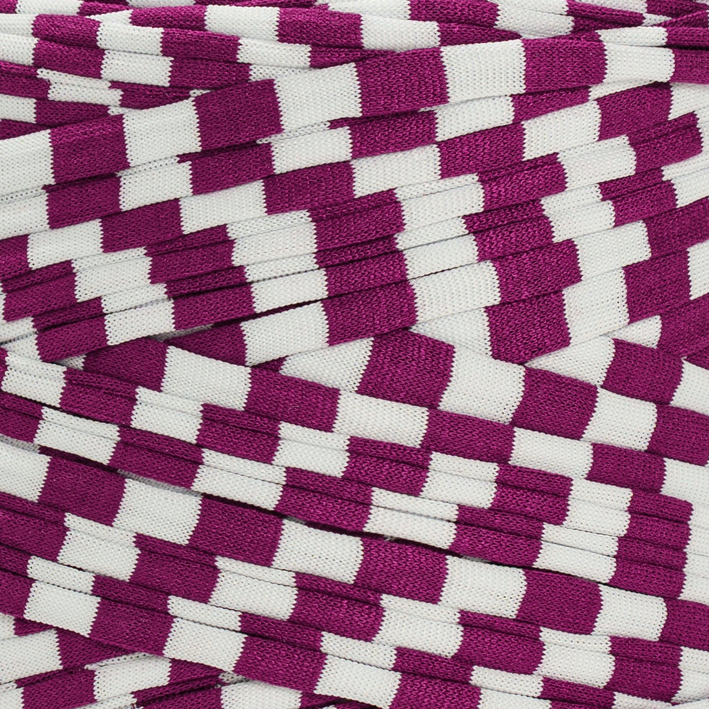 Printed Recycled T-Shirt Fabric Yarn - Geometric Purple