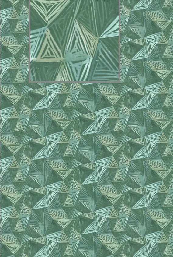 Floralscape - Geometric Teal Cotton 44"/45" Fabric Per Yard