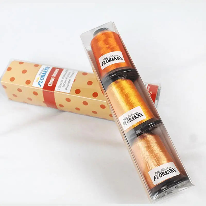Floriani Thread 3 SPOOL SET - CITRUS SUNSET ORANGE