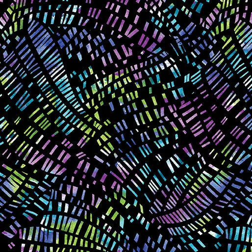 Go with the Flow Mosaic Flow Black/Multi Cotton 44"/45" Fabric Per Yard