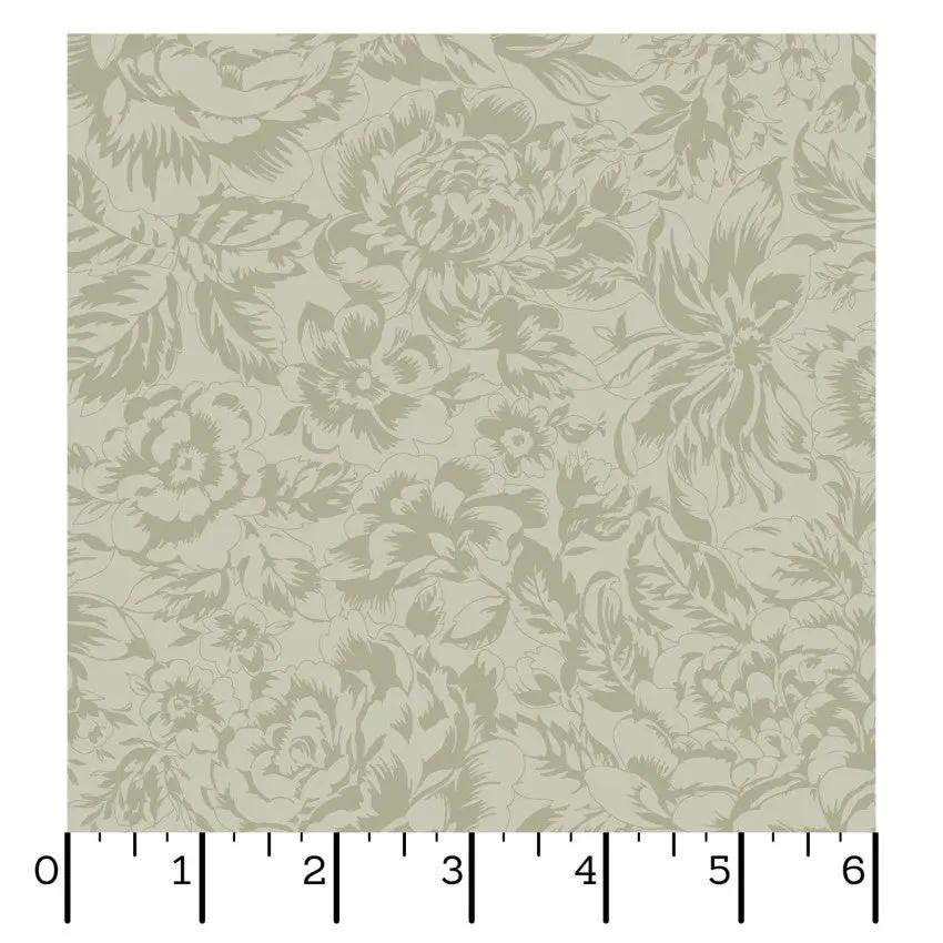 Green Tonal Floral La Fleur Flannel Cotton 42"/43" Fabric Per Yard