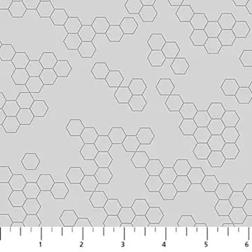 Hexies Gray Pigment Dewfall Cotton 44"/45" Fabric Per Yard