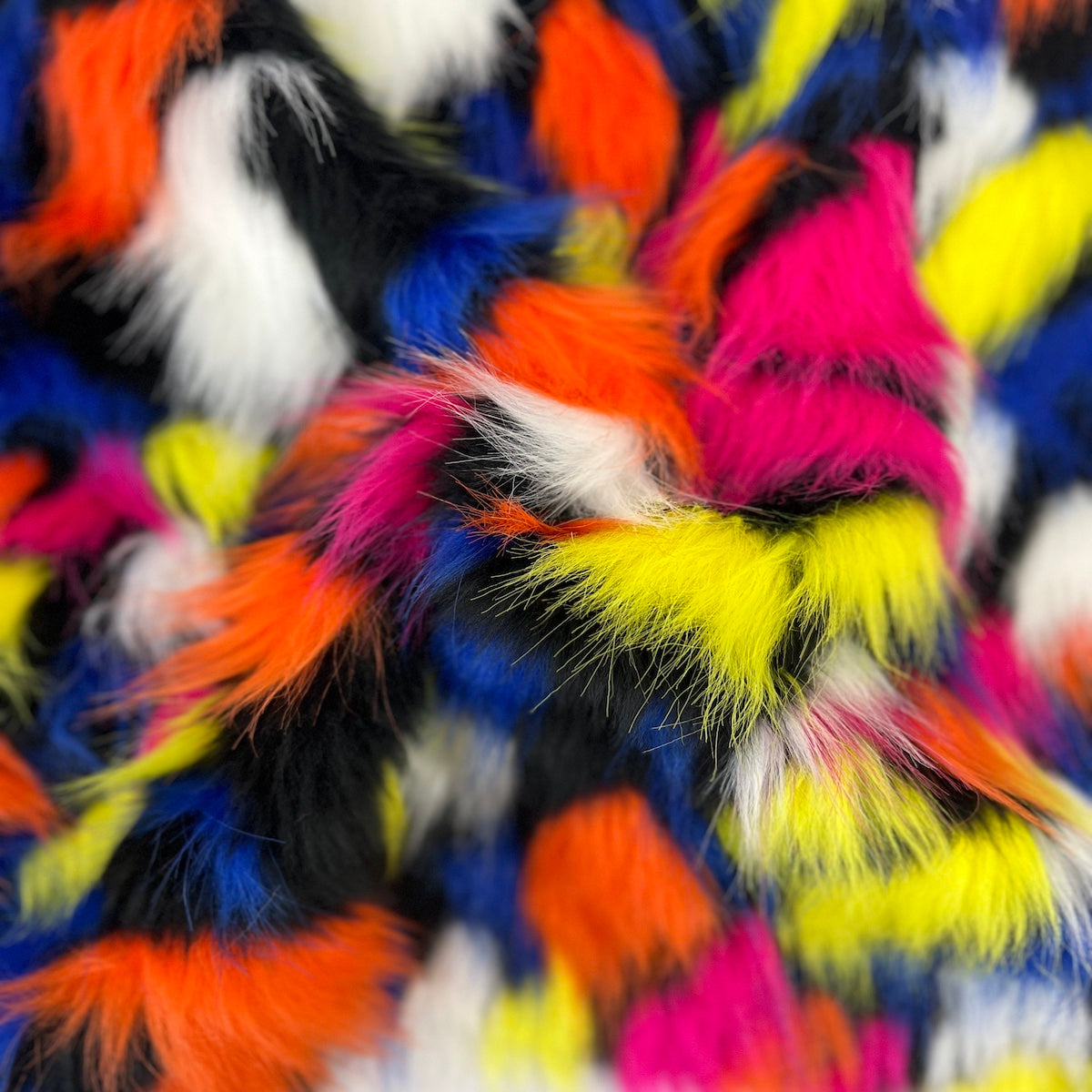 Puzzled Multicolor Faux Fur Fabric