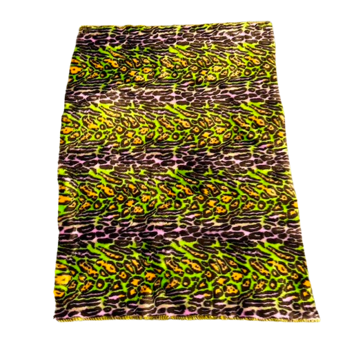 Multicolor Rainbow Leopard Print Faux Fur Fabric