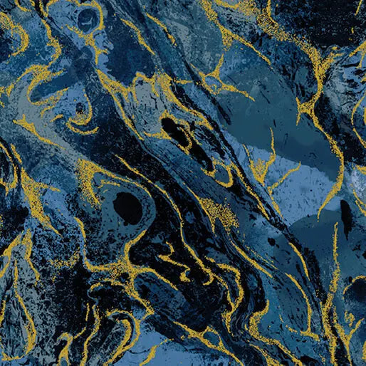 Indigo Marbled Earth Cotton 44”/45" Fabric Per Yard