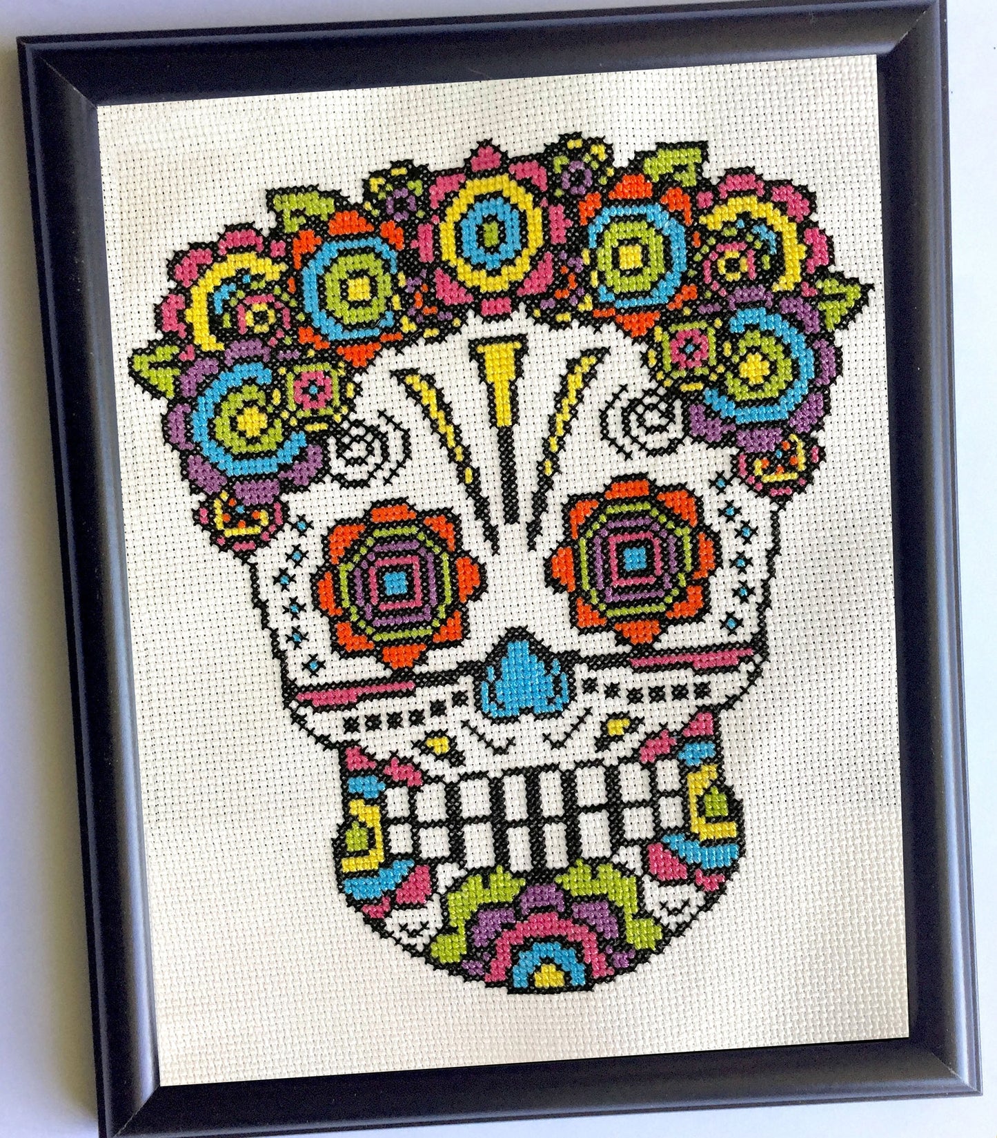 Floral Sugar Skull Counted Cross Stitch Kit Digital Download