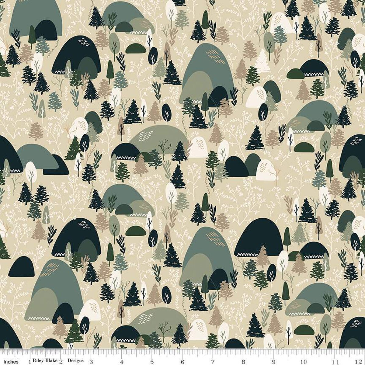 Let's Wander Mountain Music Stone Cotton 43"/44" Fabric Per Yard