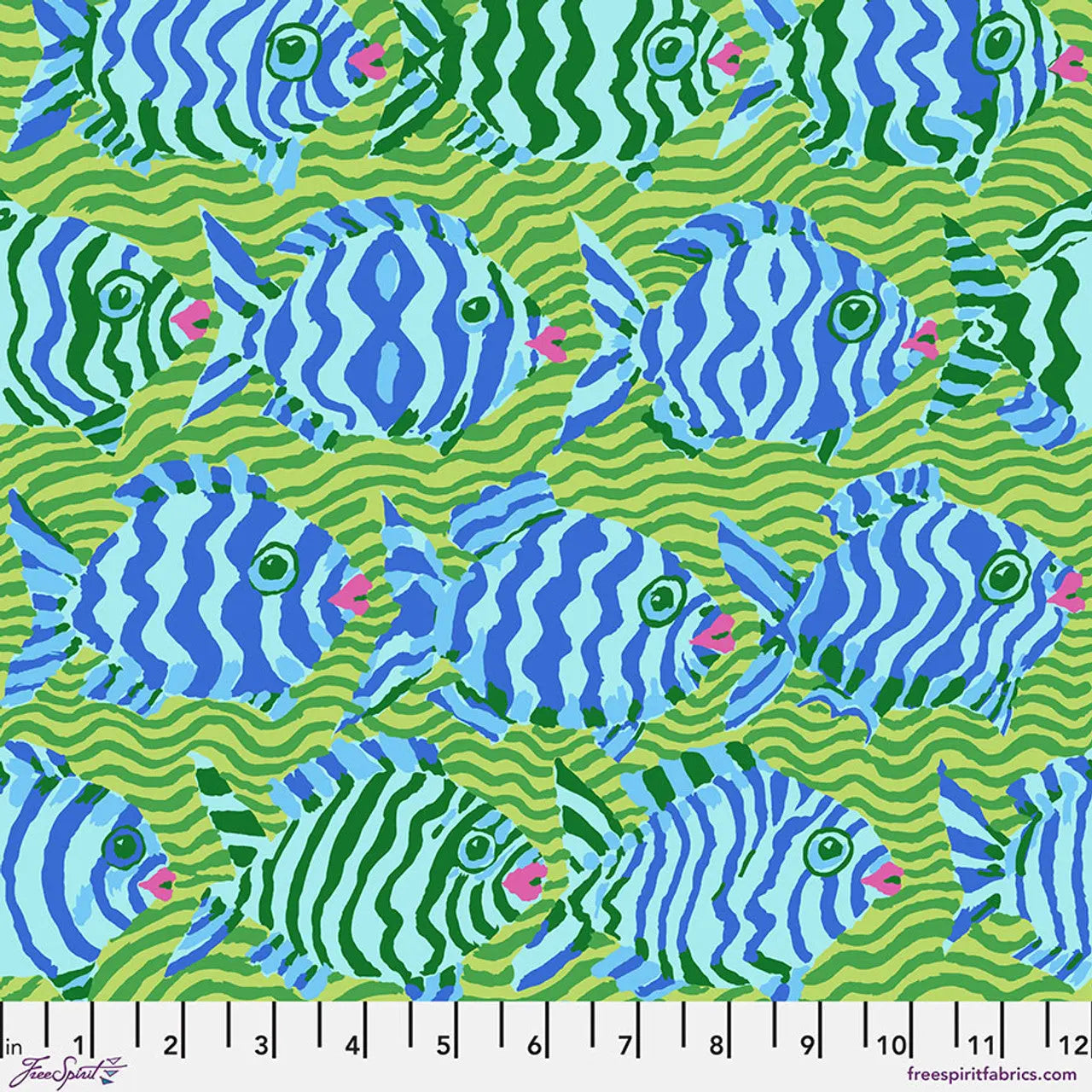 Lime Minnows Cotton 44"/46" Fabric Per Yard