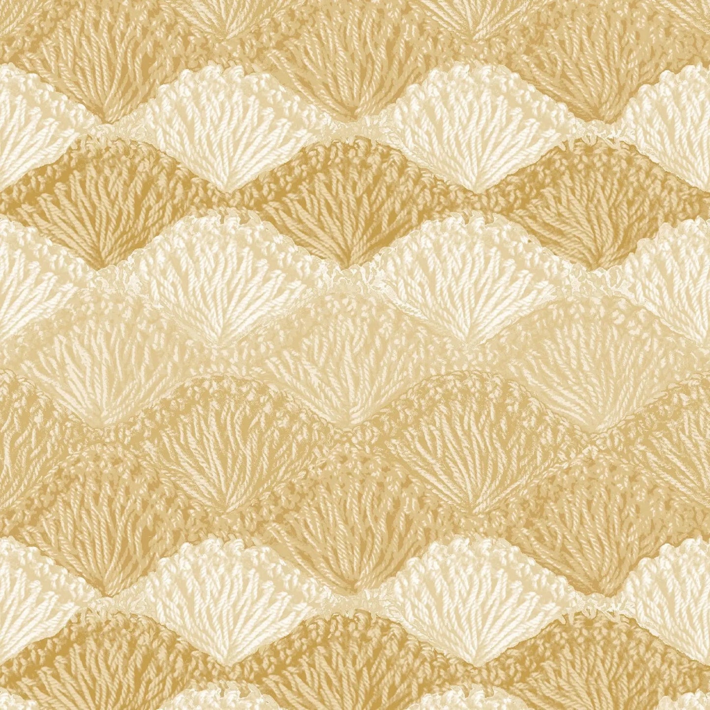 Natural Crochet Tan Shell Stitch Cotton Wideback Fabric Per Yard