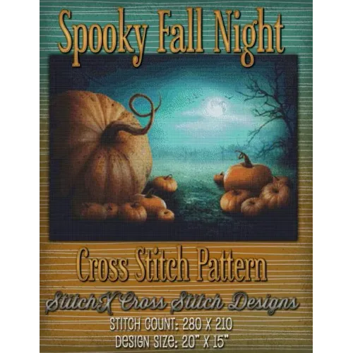 Spooky Fall Night Cross Stitch Pattern