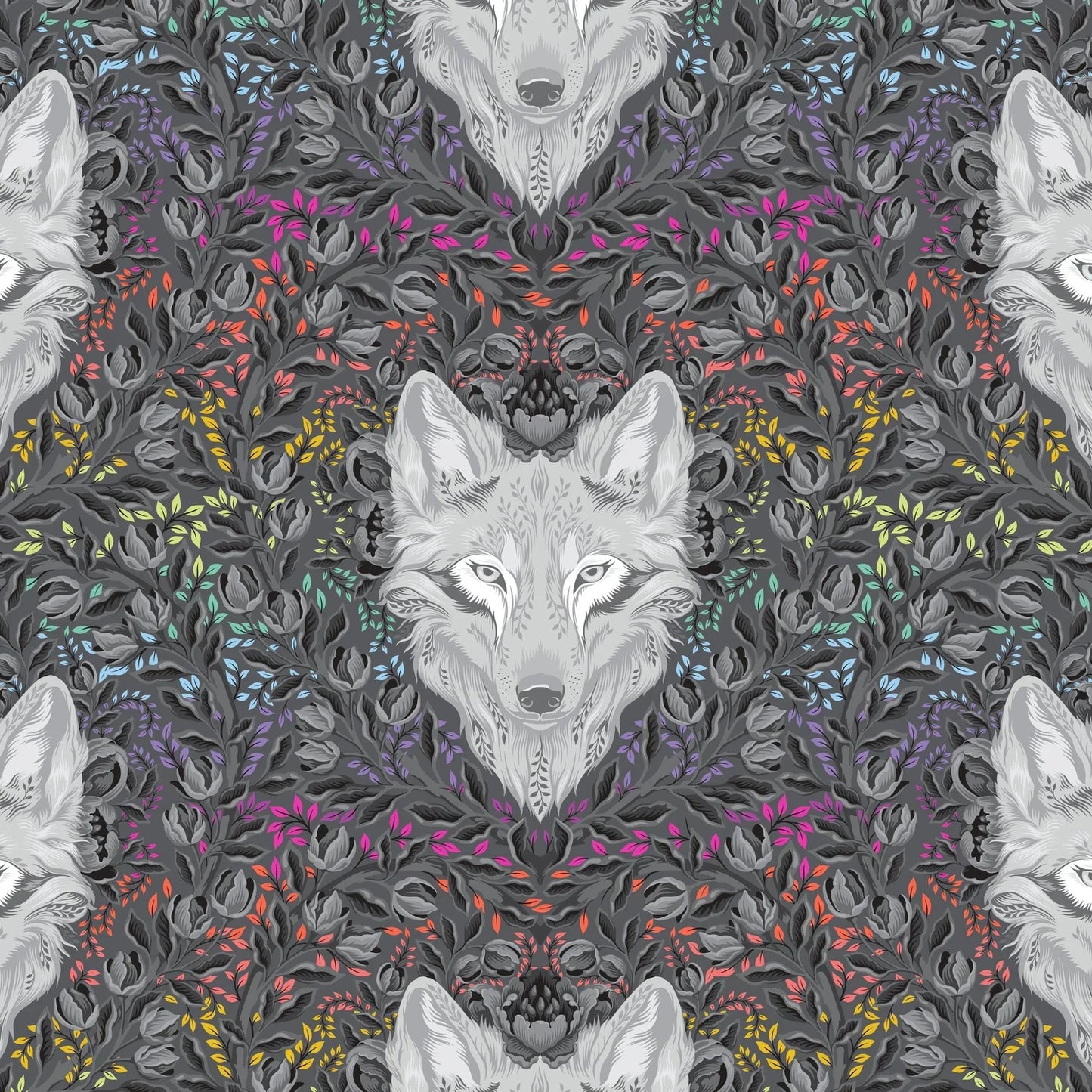 Carbon Wolf of Pink Street Graywork 43/44" Cotton Fabric Per Yard