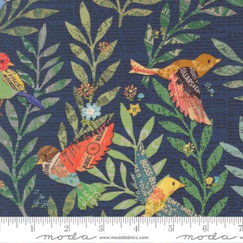 Paper Hamlet Midnight Birds Cotton 44"/45" Fabric Per Yard