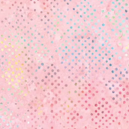 Pink Coral Diamond Dots Cotton 44"/45" Fabric Per Yard