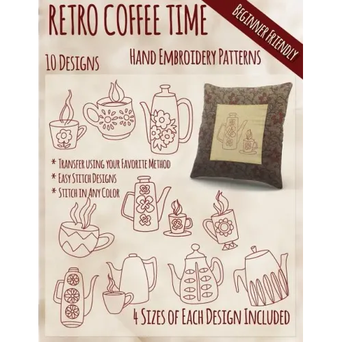 Retro Coffee Time Hand Embroidery Patterns
