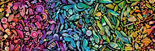 Radiant Midnight Ombre Watercolor Leaves Cotton 44"/45" Fabric Per Yard