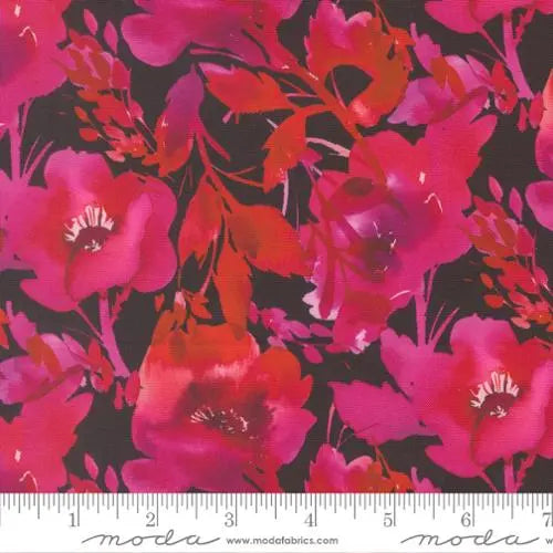 Radiant Midnight Poppies Cotton 44"/45" Fabric Per Yard