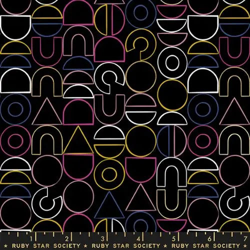 Reign Noble Black Modern Shapes 44"/45" Fabric Per Yard