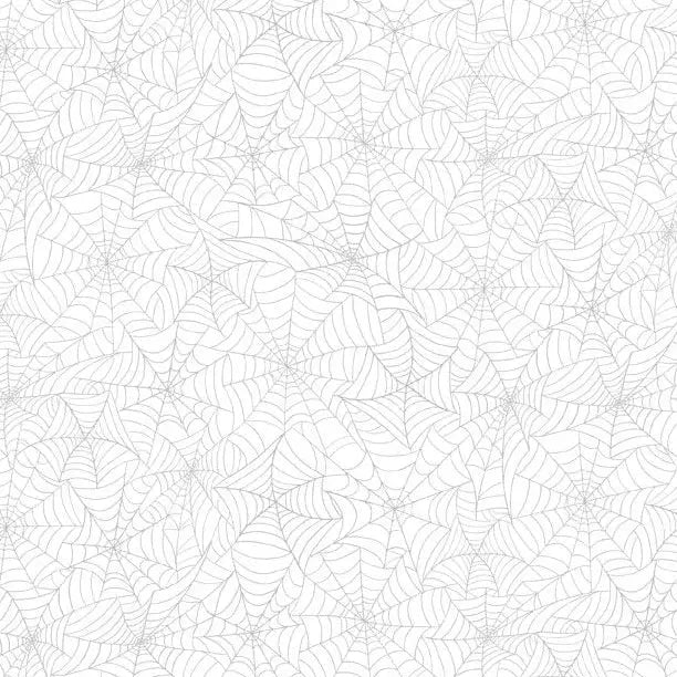 Spooky Spectacle - Spider Web All Over White on White Cotton 44"/45" Fabric Per Yard
