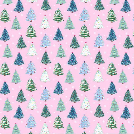 Twinkle Trees Cloud Cuddle Pink Fabric per yard