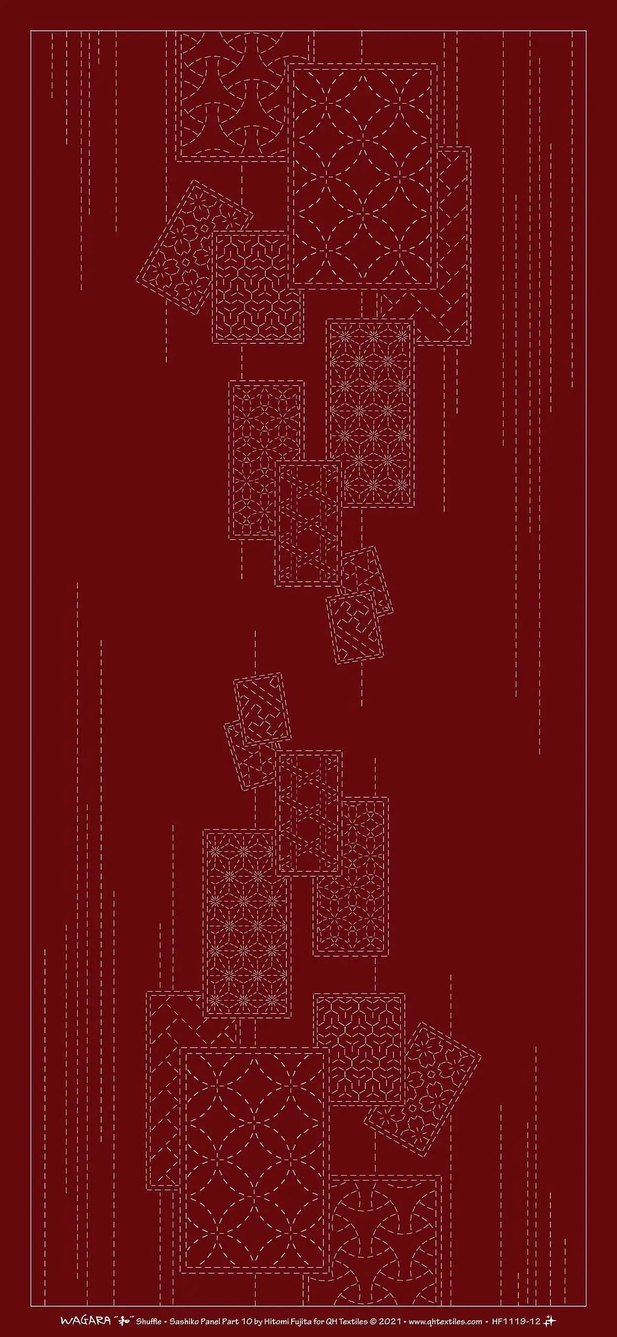 Wagara Sashiko Panel Part 10 Shuffle Red