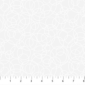 White Tangles Circles Good Together Cotton 44"/45" Fabric Per Yard
