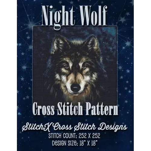 Night Wolf Cross Stitch Pattern