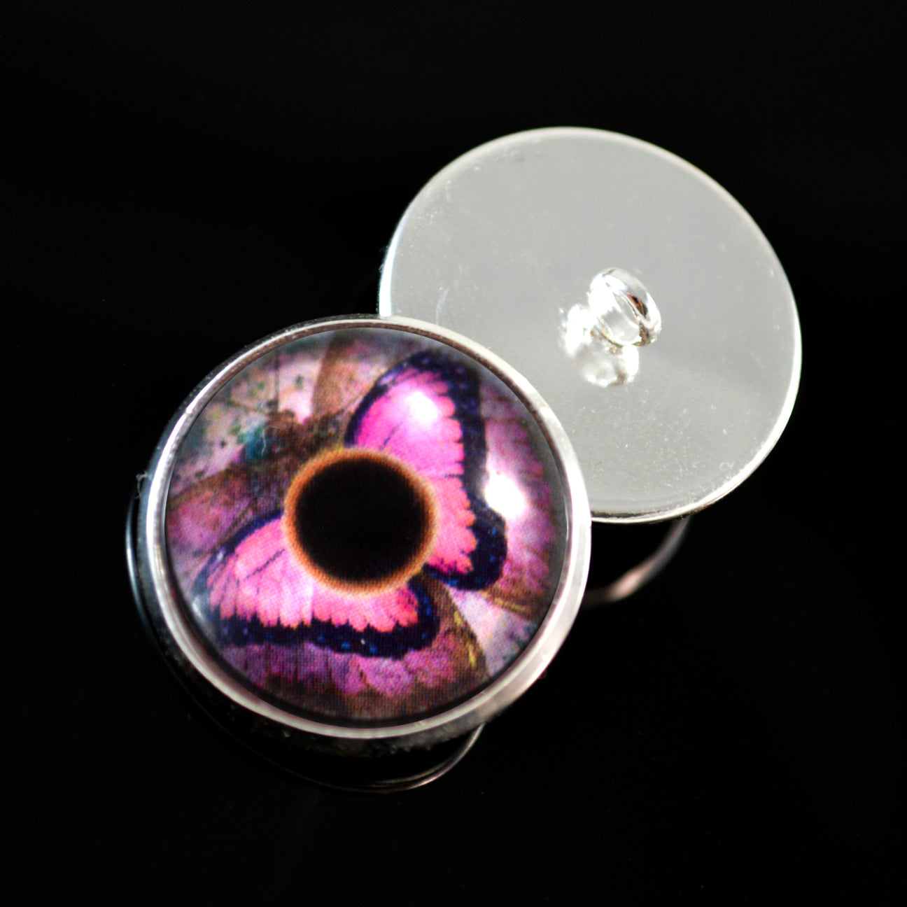 Pink Butterfly Sew-On Button Glass Eyes