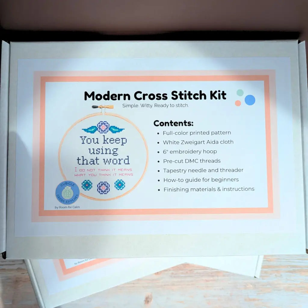 Word Nerd's Refrain - Funny Princess Bride Cross Stitch Kit by Room for Calm