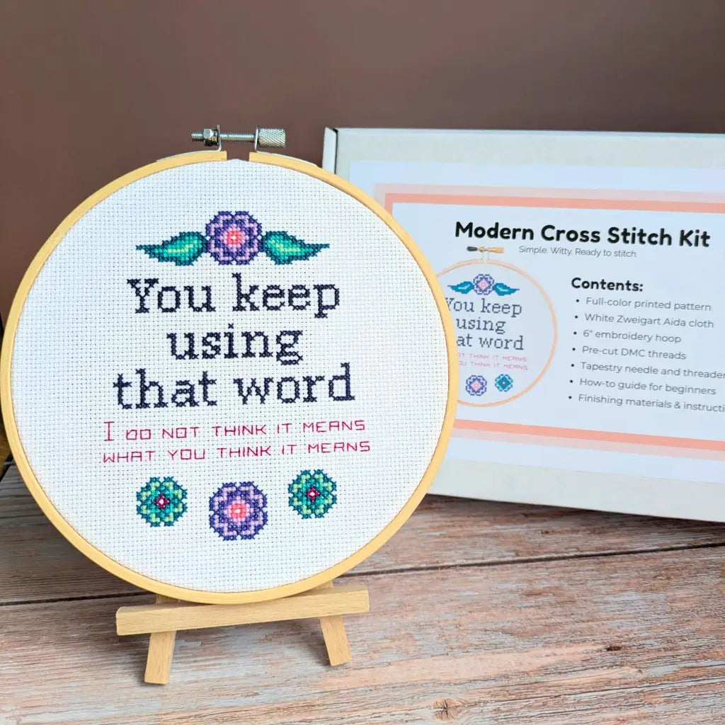 Word Nerd's Refrain - Funny Princess Bride Cross Stitch Kit by Room for Calm