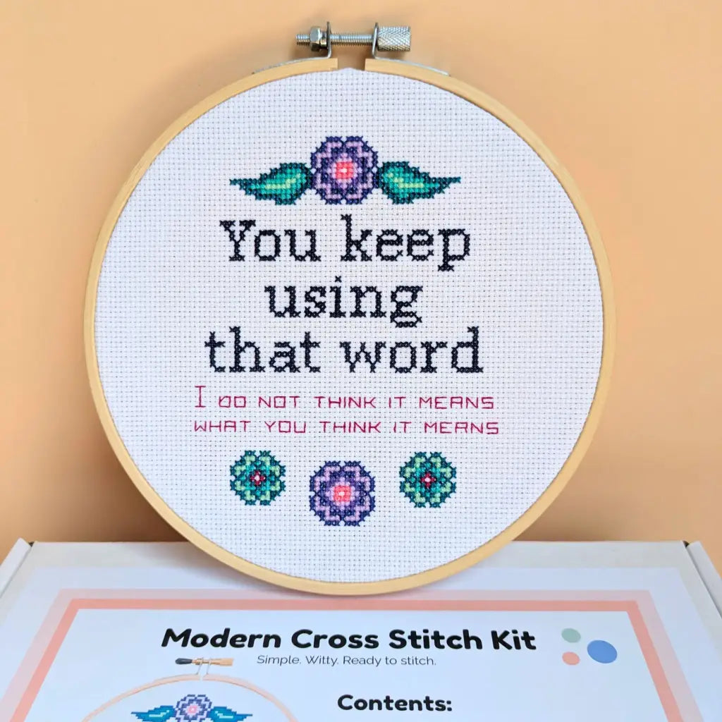 Word Nerd's Refrain - Funny Princess Bride Cross Stitch Kit by Room for Calm