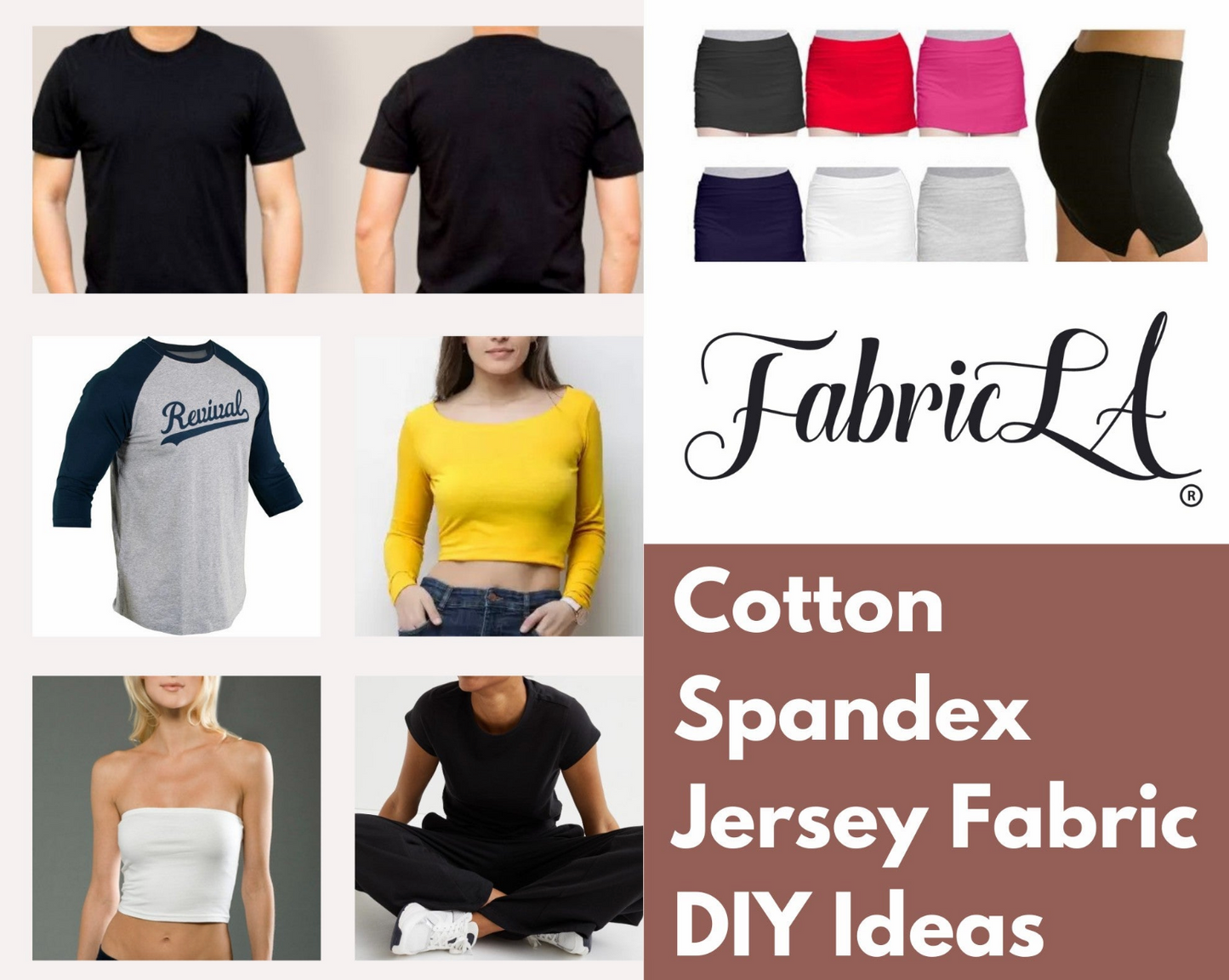 FabricLA 10 oz Cotton Spandex Jersey Knit Fabric – 4-Way Stretch | Coffee