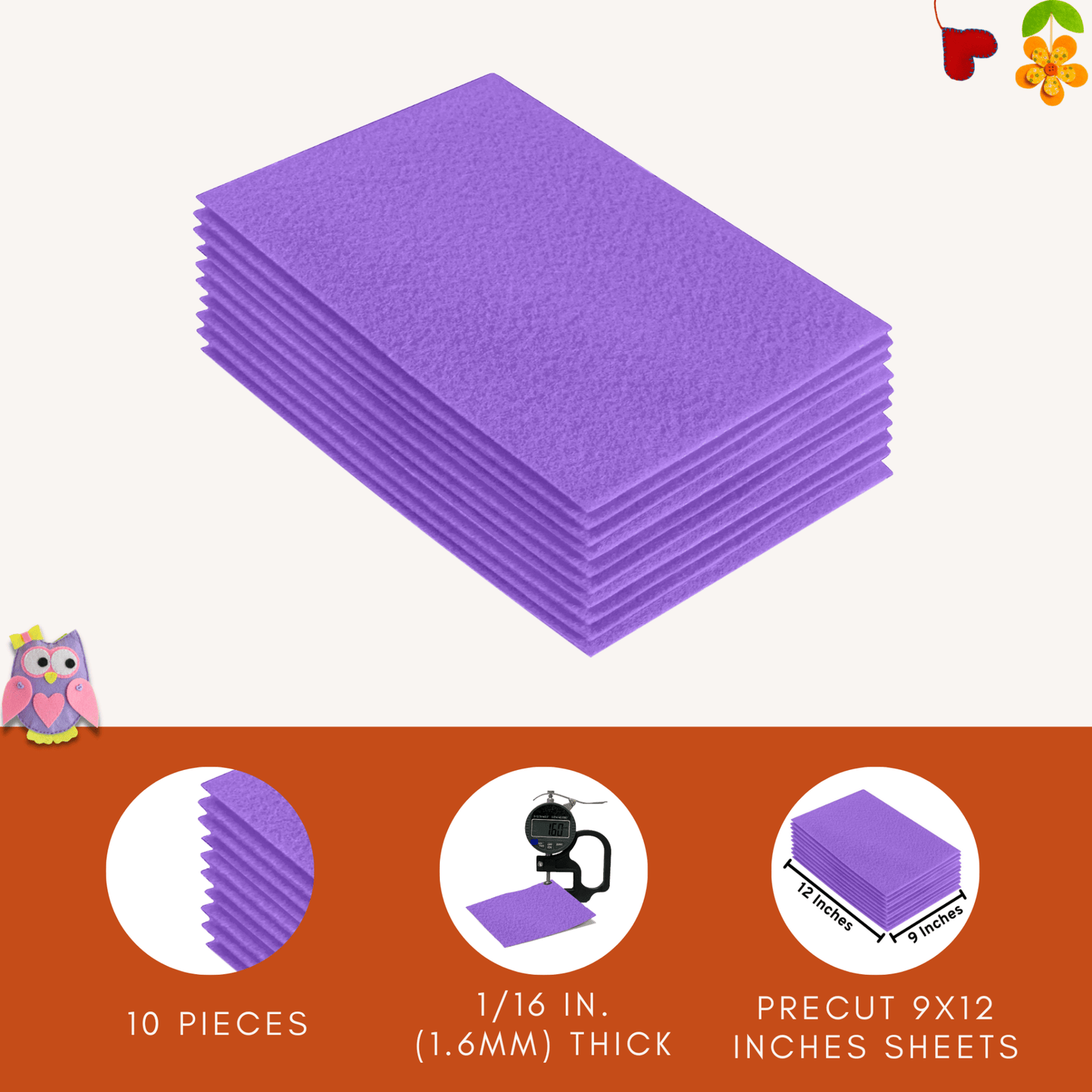 FabricLA Acrylic Felt 9"X12" Sheet Packs | Lavender