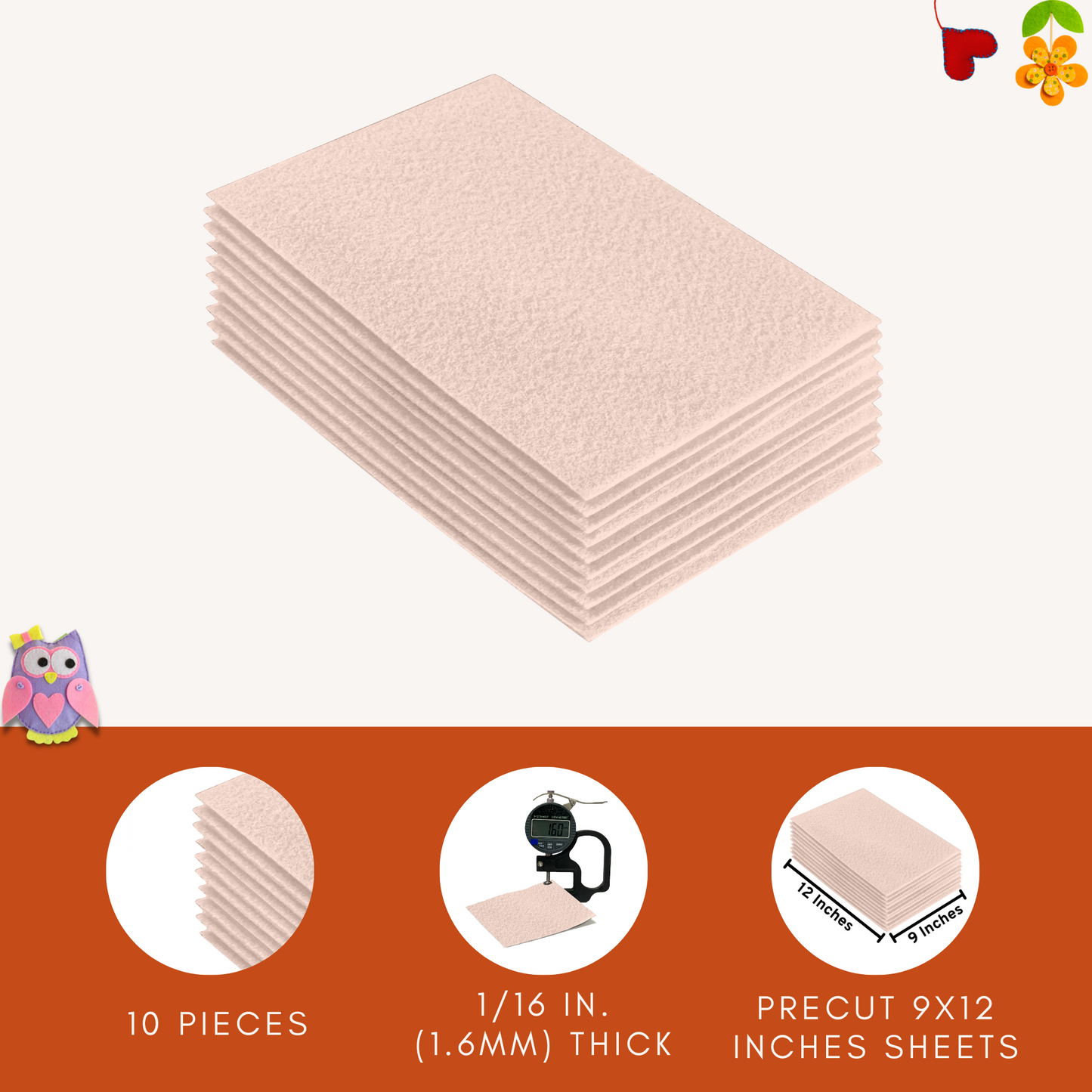 FabricLA Acrylic Felt 9"X12" Sheet Packs | Sand