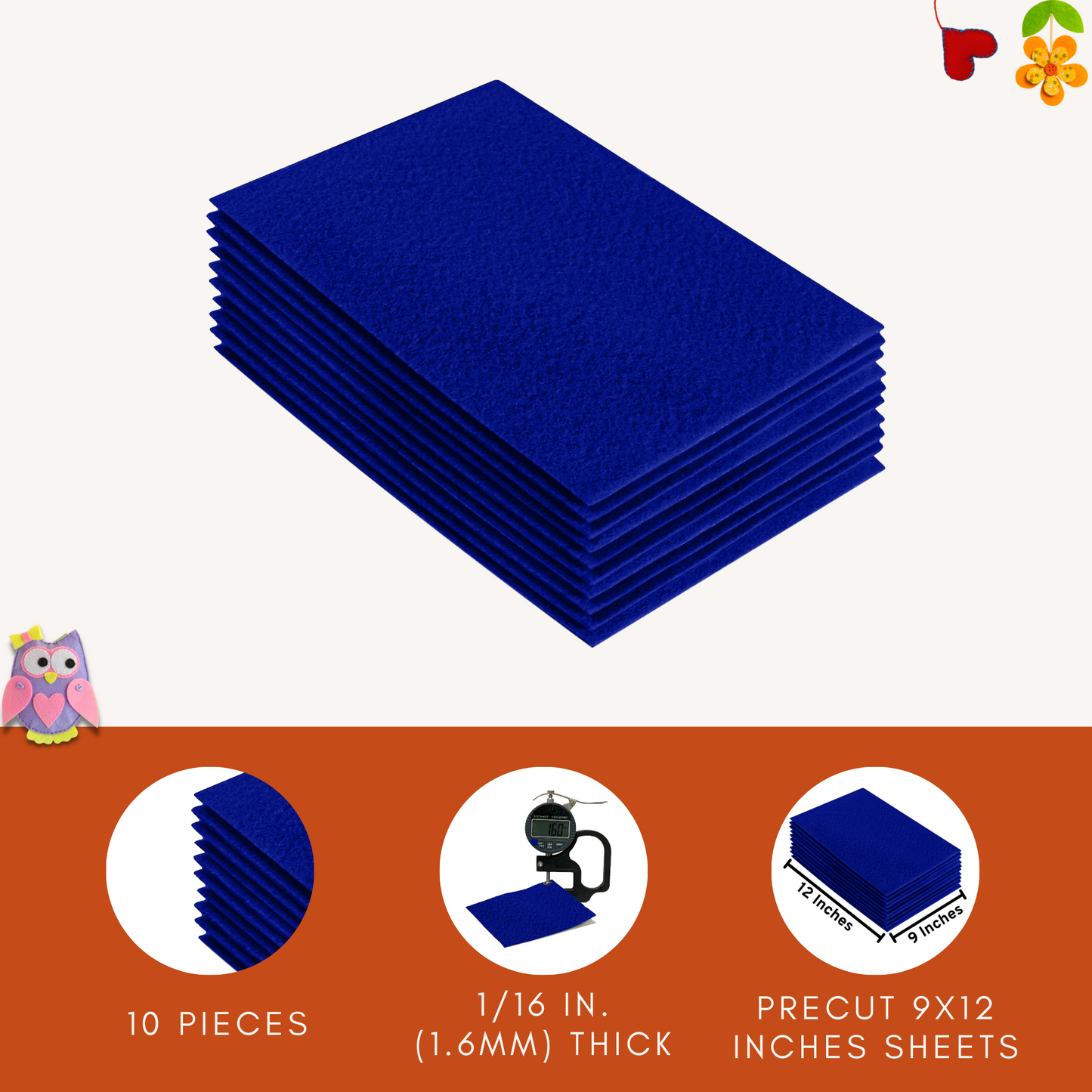 FabricLA Acrylic Felt 9"X12" Sheet Packs | Royal Blue