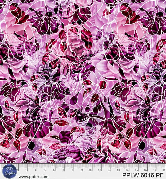 108" Petal Play Pink Purple Florals Cotton Wideback Fabric per yard