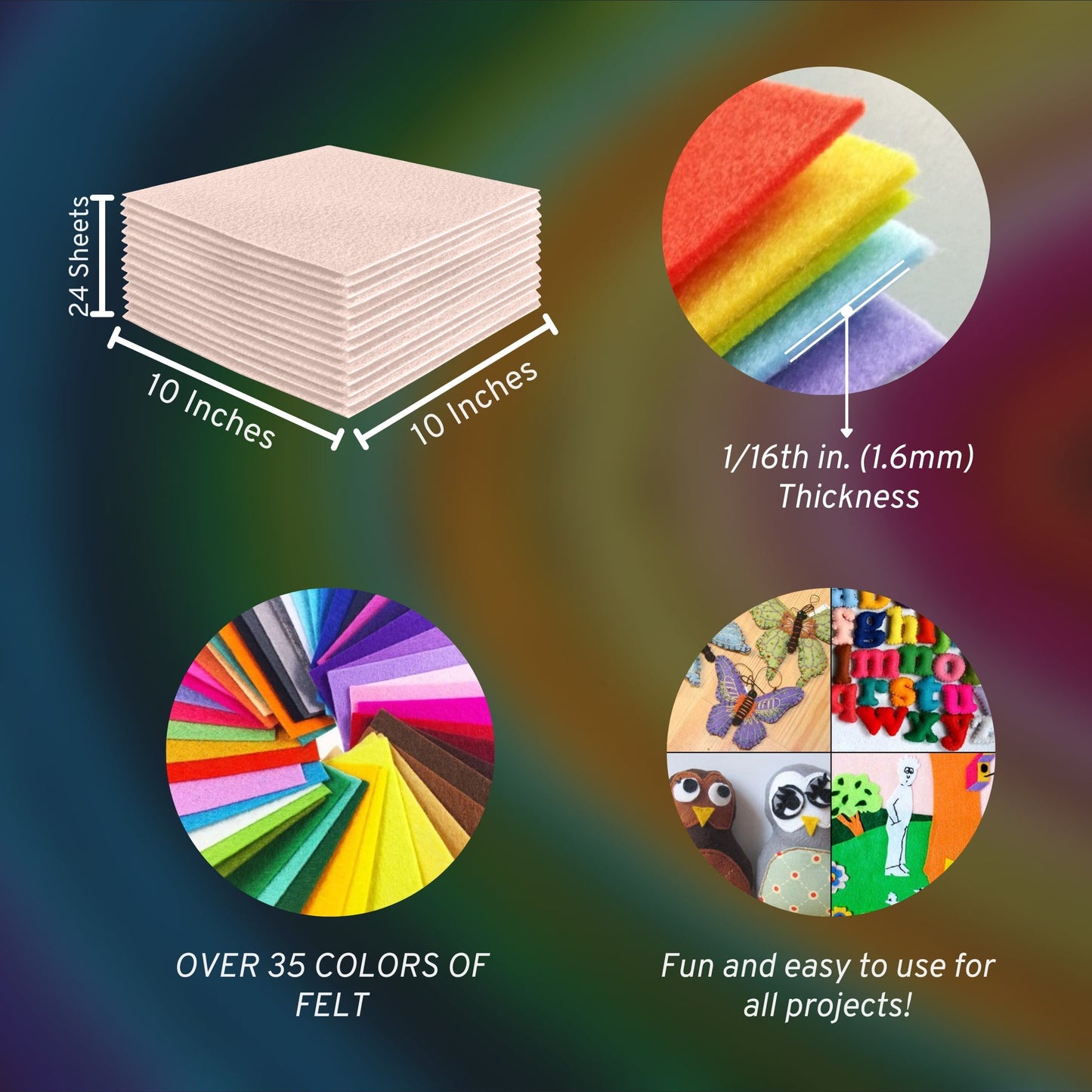 FabricLA Acrylic Felt Craft Sheet Packs – Ivory | Soft 100% Acrylic Felt Sheets for DIY & Crafts