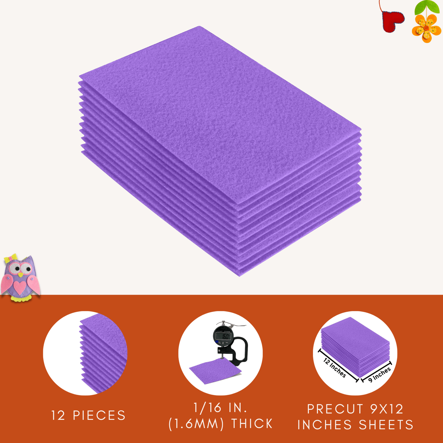 FabricLA Acrylic Felt 9"X12" Sheet Packs | Lavender